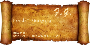 Fonó Gergely névjegykártya